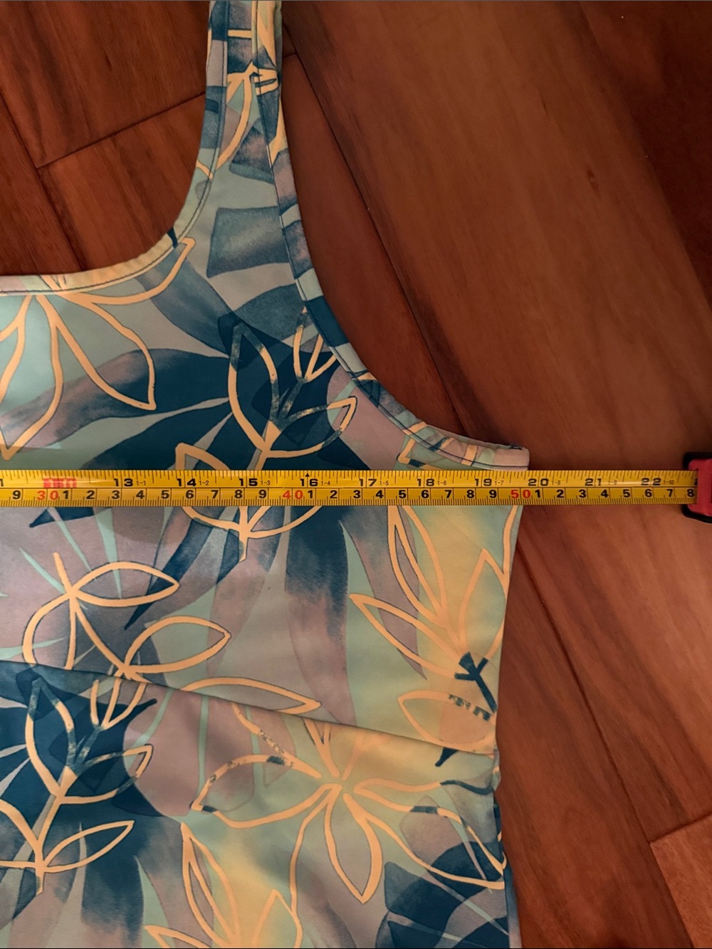 Floral Tropical Scoop-Neck Mini Dress in Teal & Navy - Picture 2 of 7